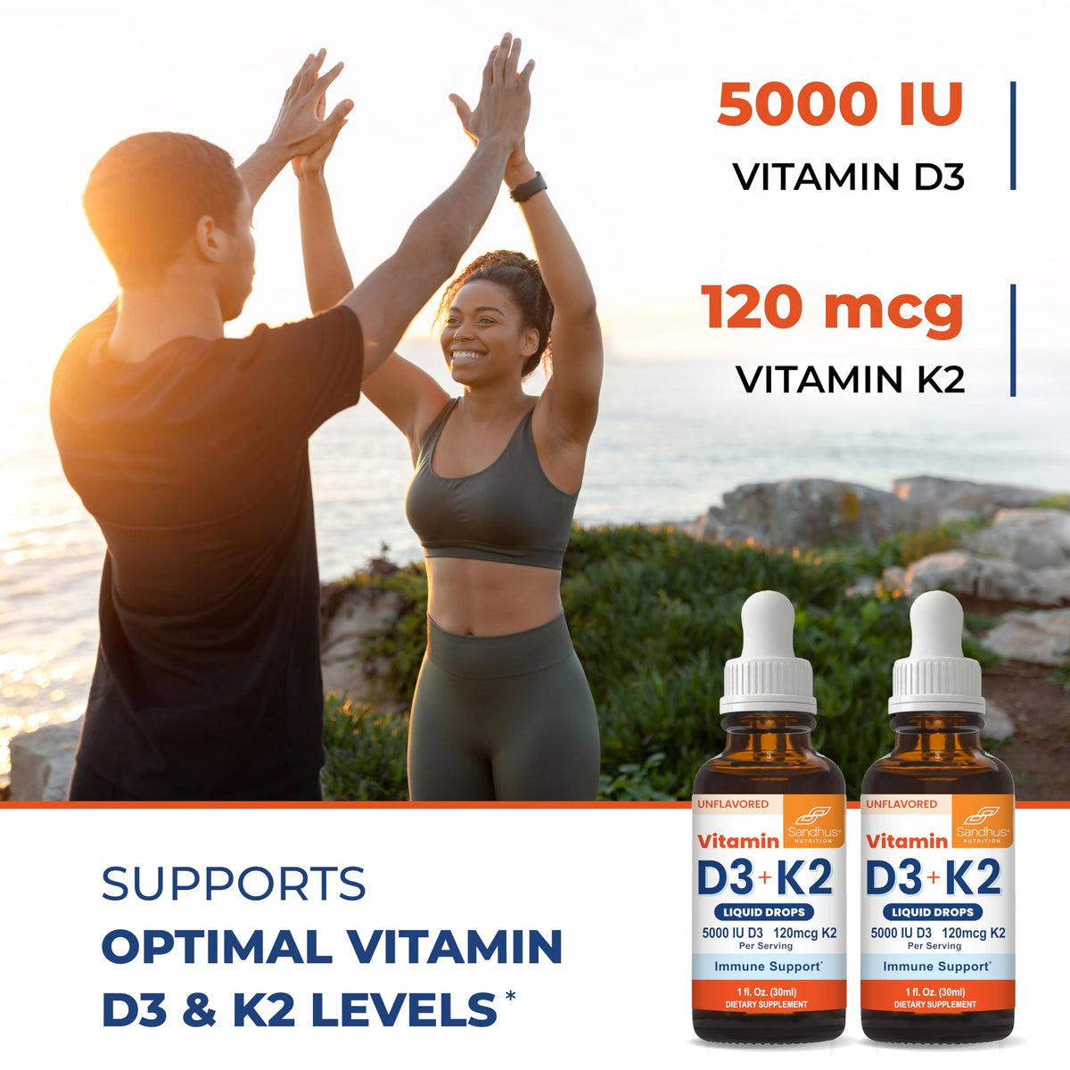 Dosage de gouttes de vitamine D3 K2 Sandhu's dans une cuillère