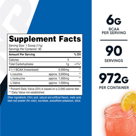Dosage de la poudre BCAA Nutricost avec cuillère incluse