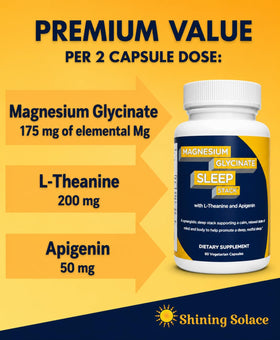 Dosage de Magnesium Glycinate Shining Solace avec L-Theanine et Apigenin
