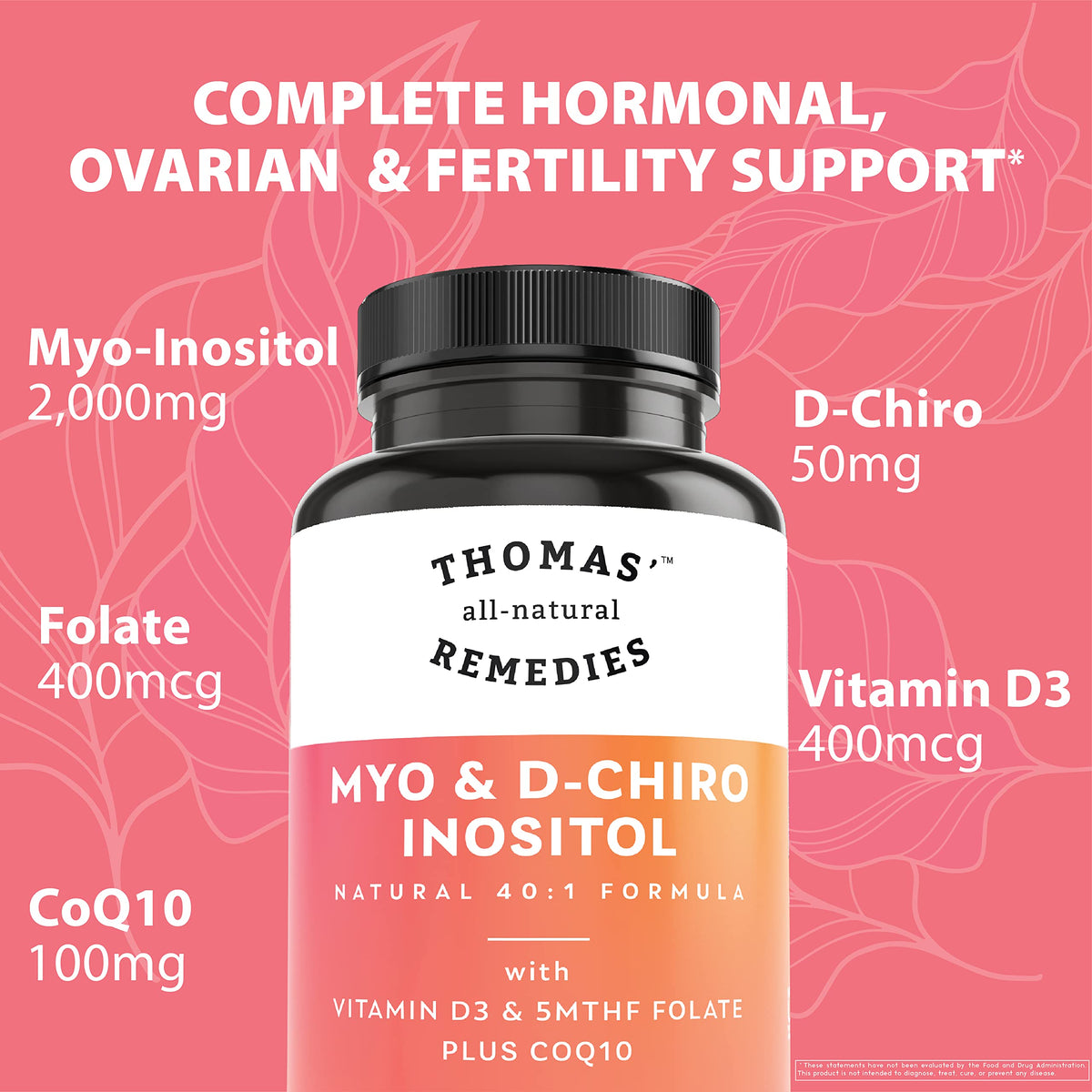 Dosage de Myo Inositol 2000mg et D-Chiro Inositol 50mg par portion