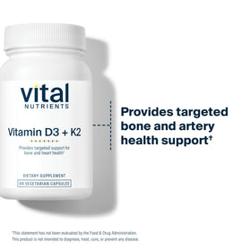Dosage de Vital Nutrients D3 + K2 2000 UI sur une table