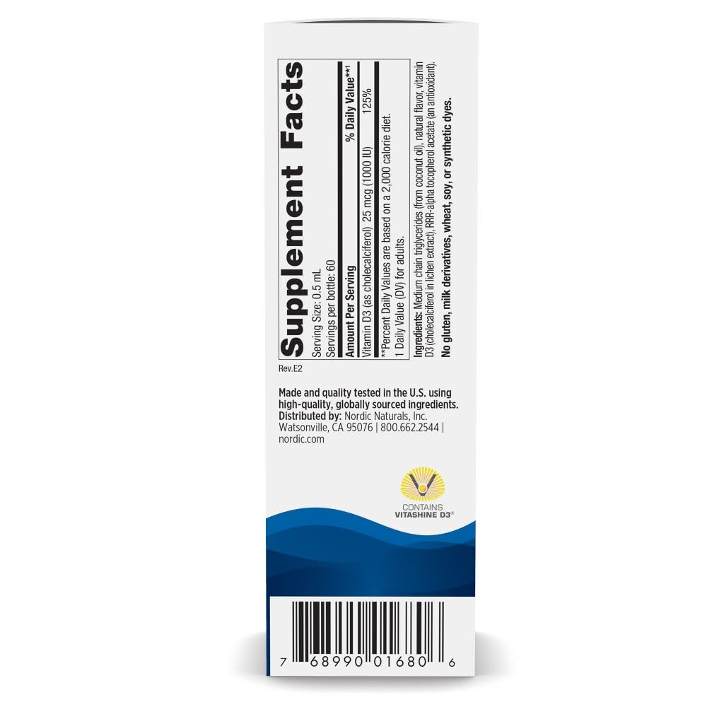 Dosage de Vitamine D3 Végétale Liquide Nordic Naturals avec pipette