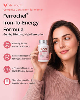 Dosage de VIVI Youth Fer Bisglycinate, 25 mg par capsule