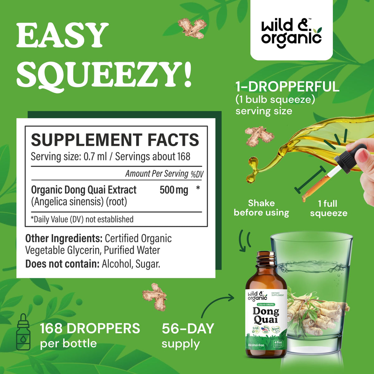 Dosage de Wild & Organic Dong Quai avec pipette