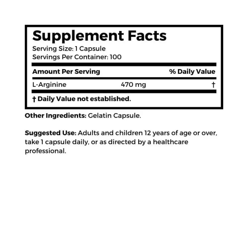 Dosage des capsules d'arginine Dr Clark Store, 500mg