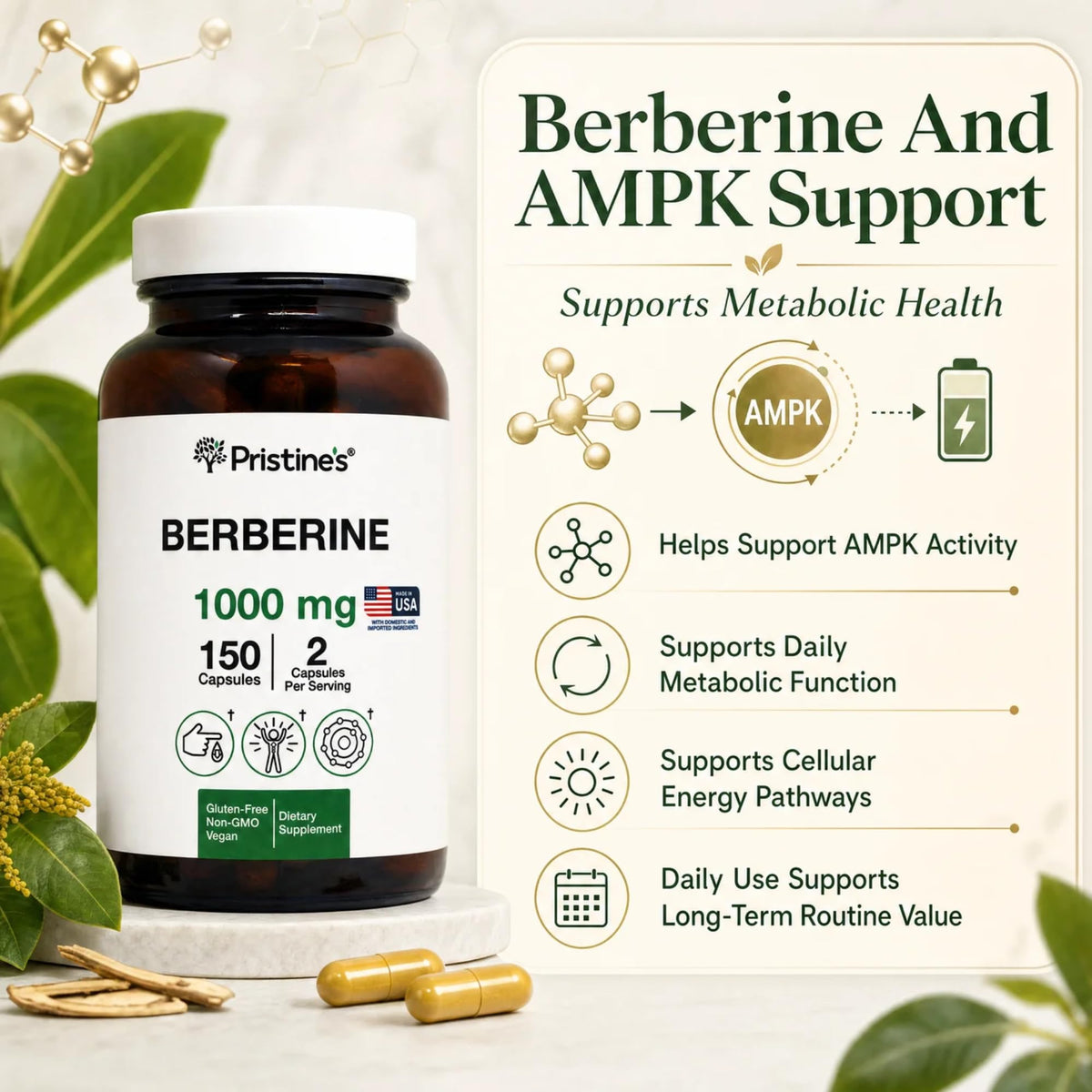 Dosage des capsules de berbérine PRISTINE'S