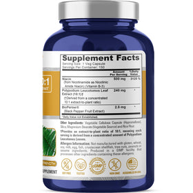 Dosage des capsules de NusaPure Polypodium Nicotinamide, 240mg par portion