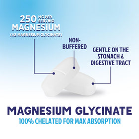 Dosage des comprimés de magnésium glycinate 250 mg, vue de près