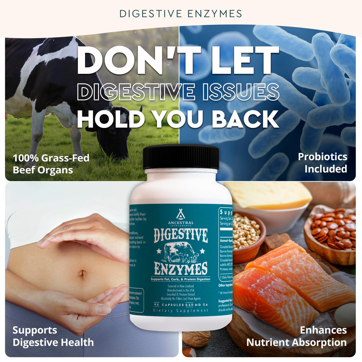Dosage des enzymes daily Ancestral Supplements sur une table