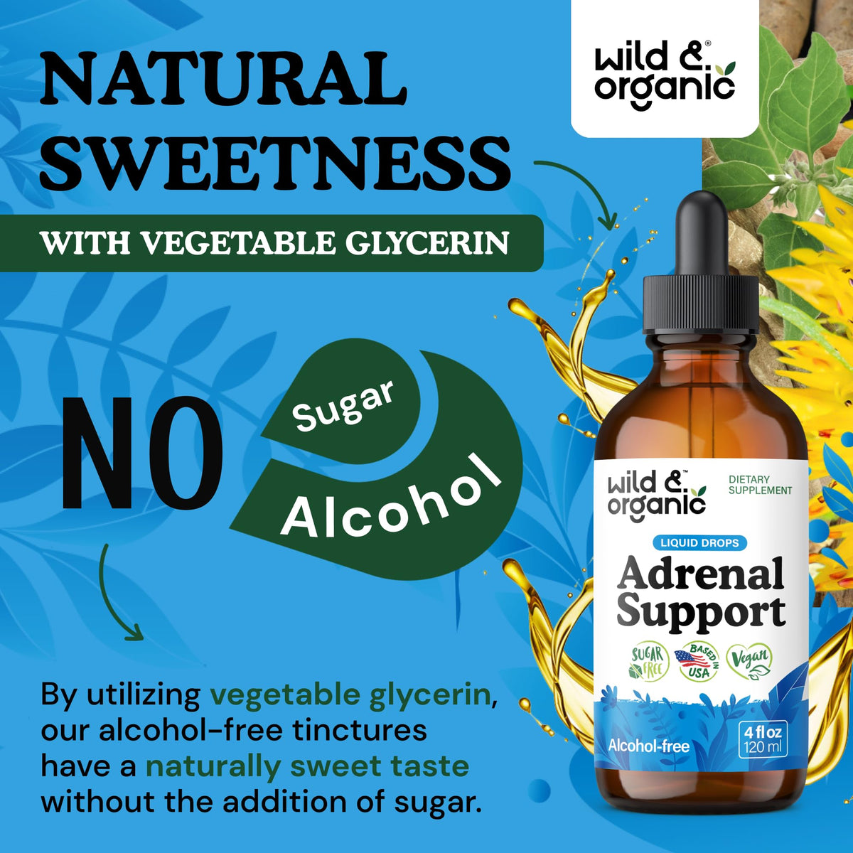 Dosage des gouttes de soutien surrénalien Wild & Organic