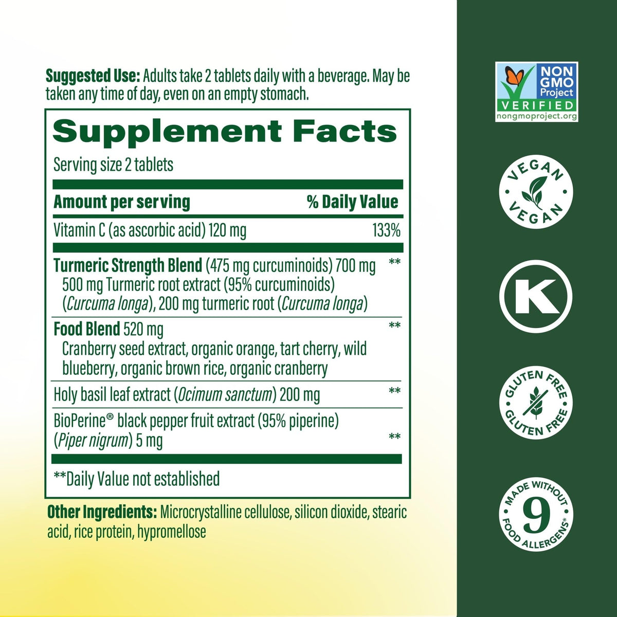 Dosage des tablettes MegaFood Curcuma Extra Fort
