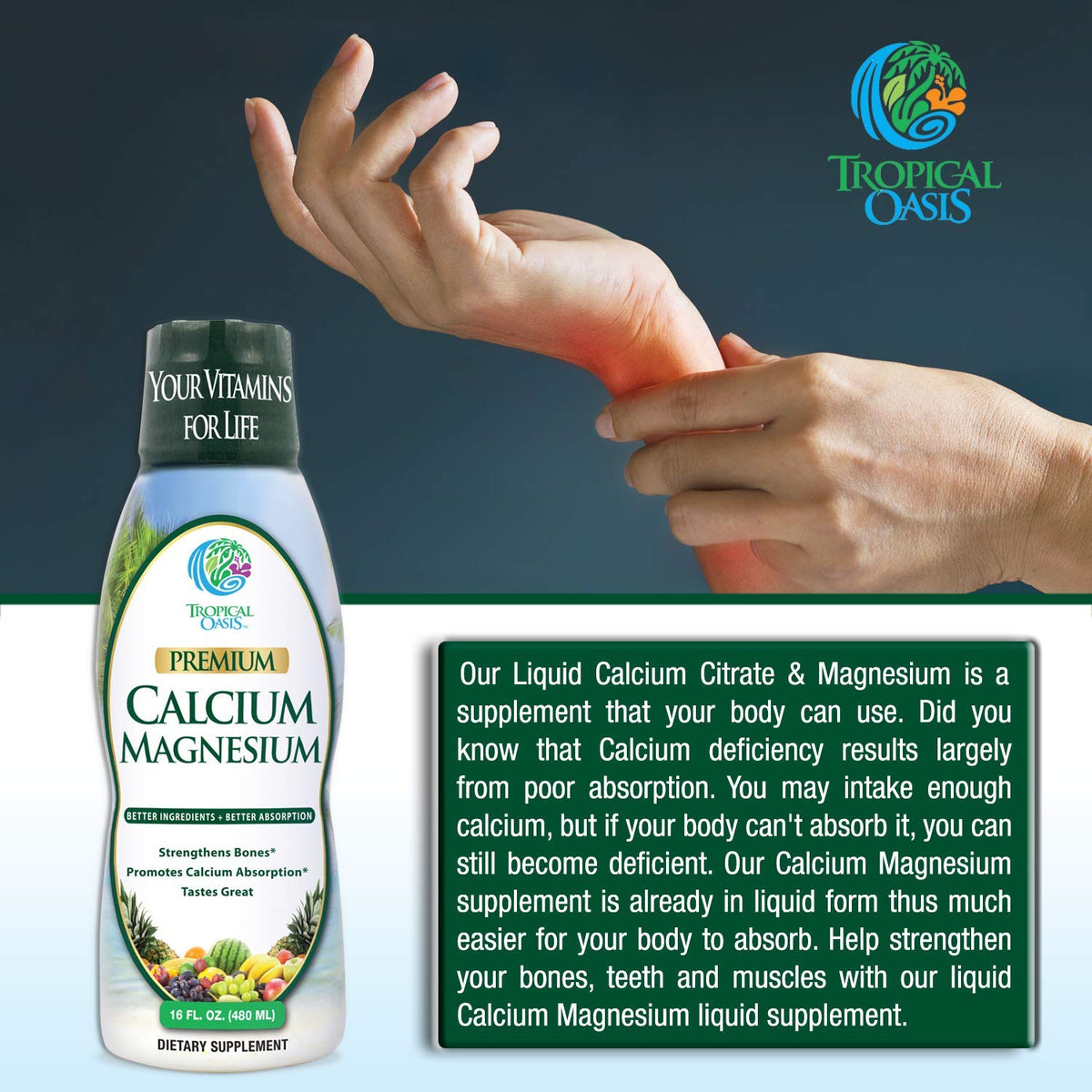 Dosage du Calcium Liquide Tropical Oasis dans une cuillère