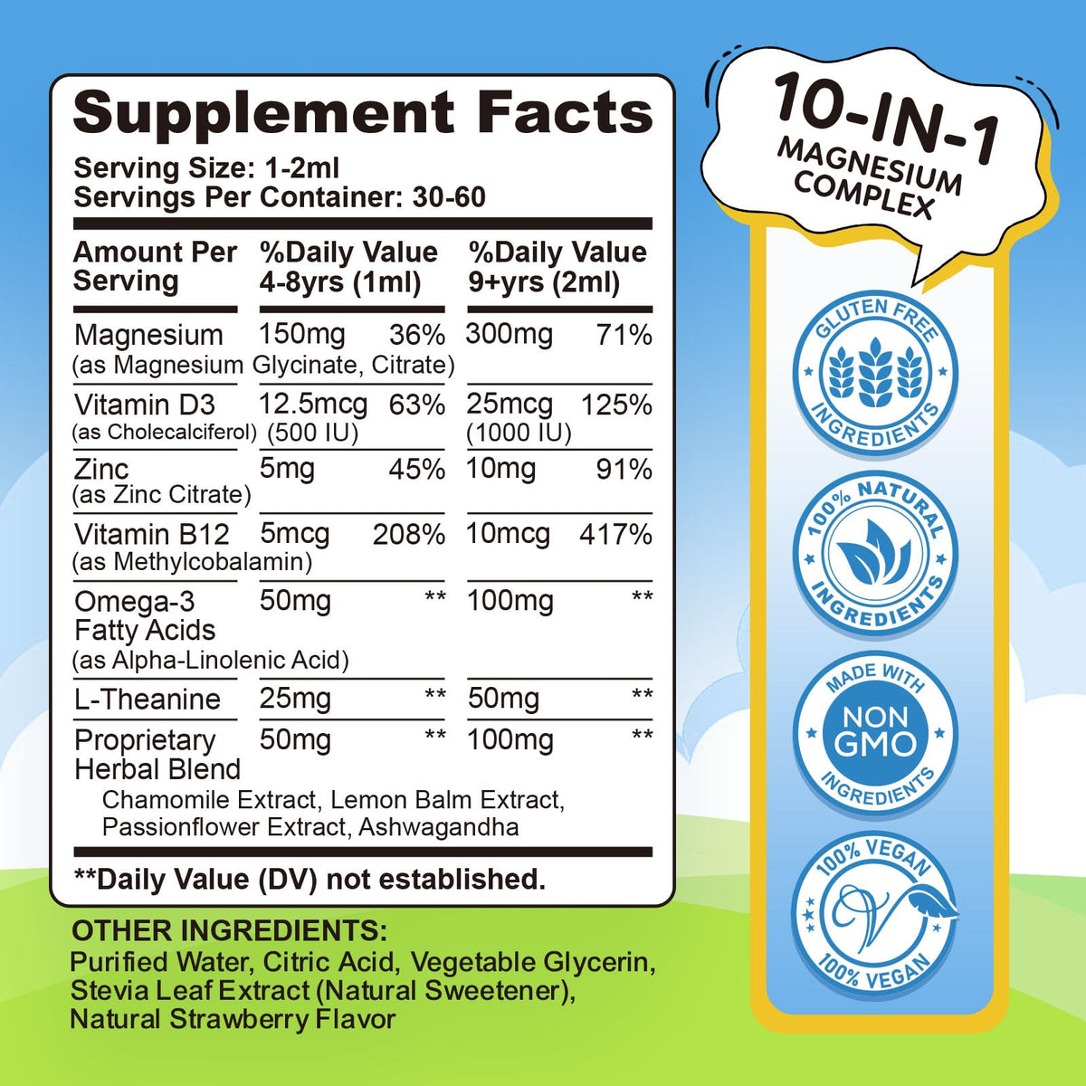 Dosage du complément alimentaire liquide magnésium pour enfants dilib 150g