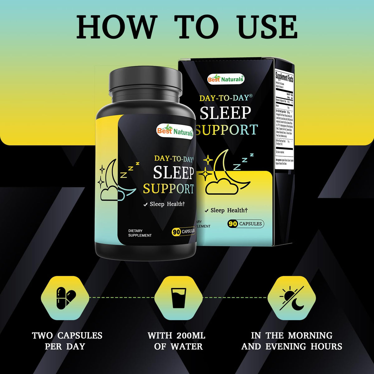 Dosage recommandé de 2 capsules Best Naturals Complément Alimentaire Sommeil
