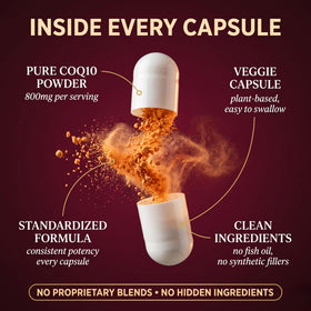Dosage recommandé de 2 capsules de CoQ10 800mg de Sundhed Natural