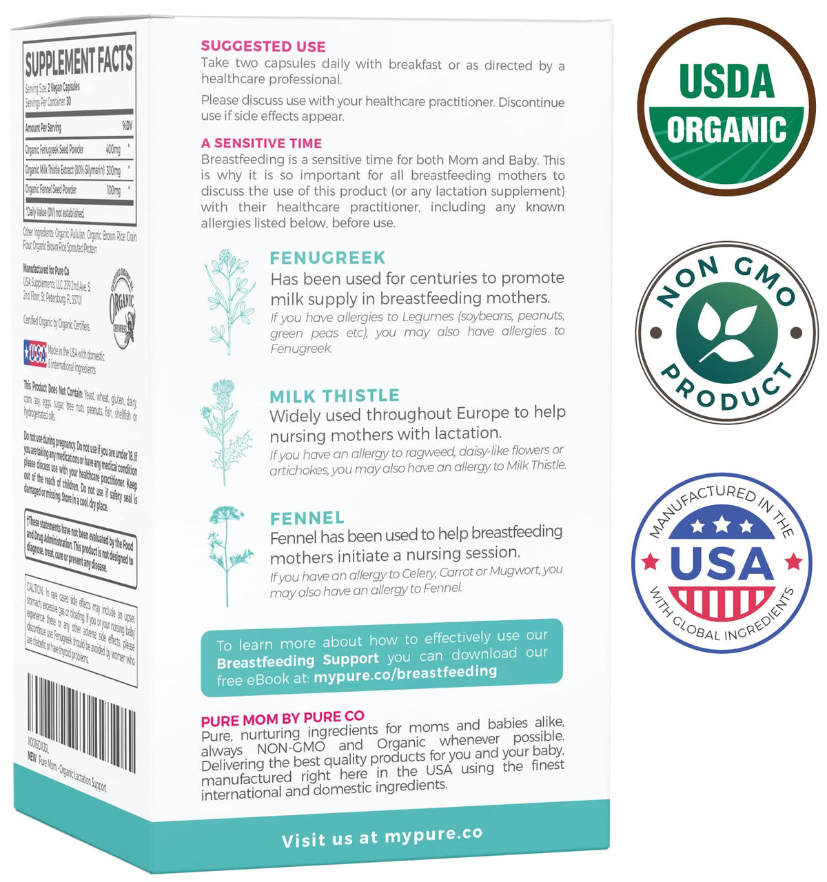 Dosage recommandé de 2 capsules par jour, PURE CO