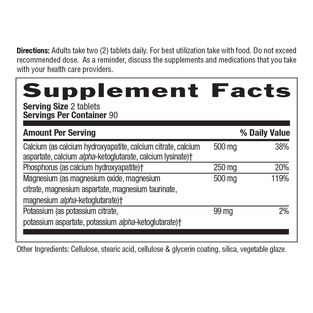 Dosage recommandé de Country Life Calcium Magnésium Potassium