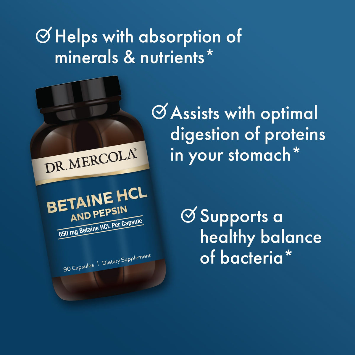 Dosage recommandé de Dr. Mercola Betaine HCL et Pepsine