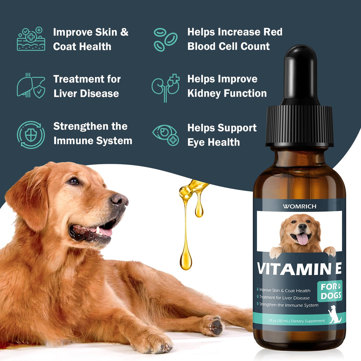 Dosage recommandé de Vitamine E pour Chiens WOMRICH