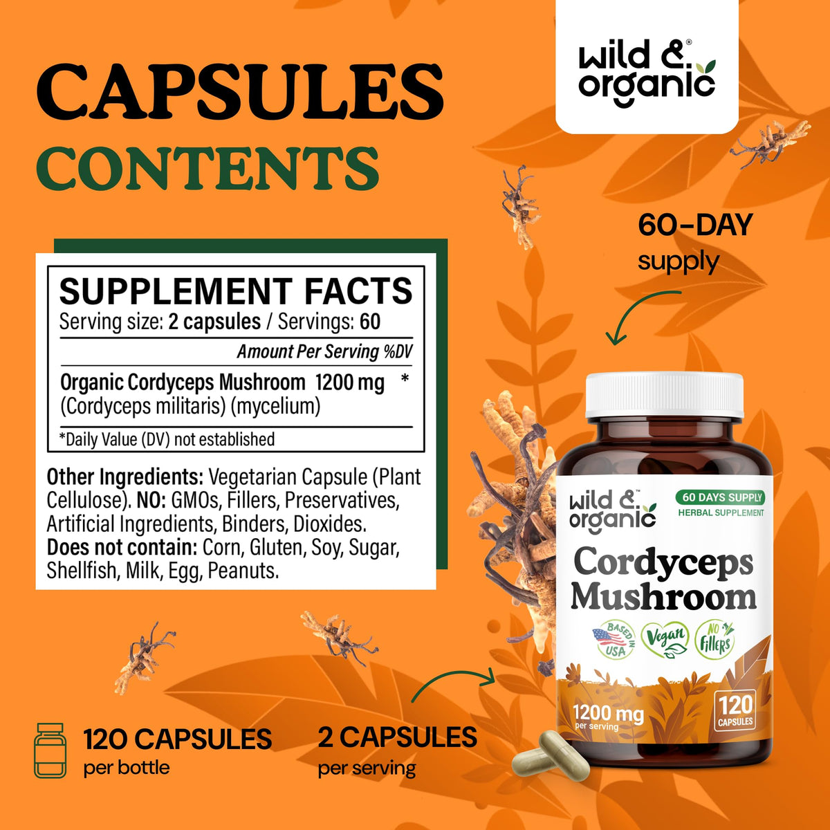 Dosage recommandé des capsules de cordyceps Wild & Organic