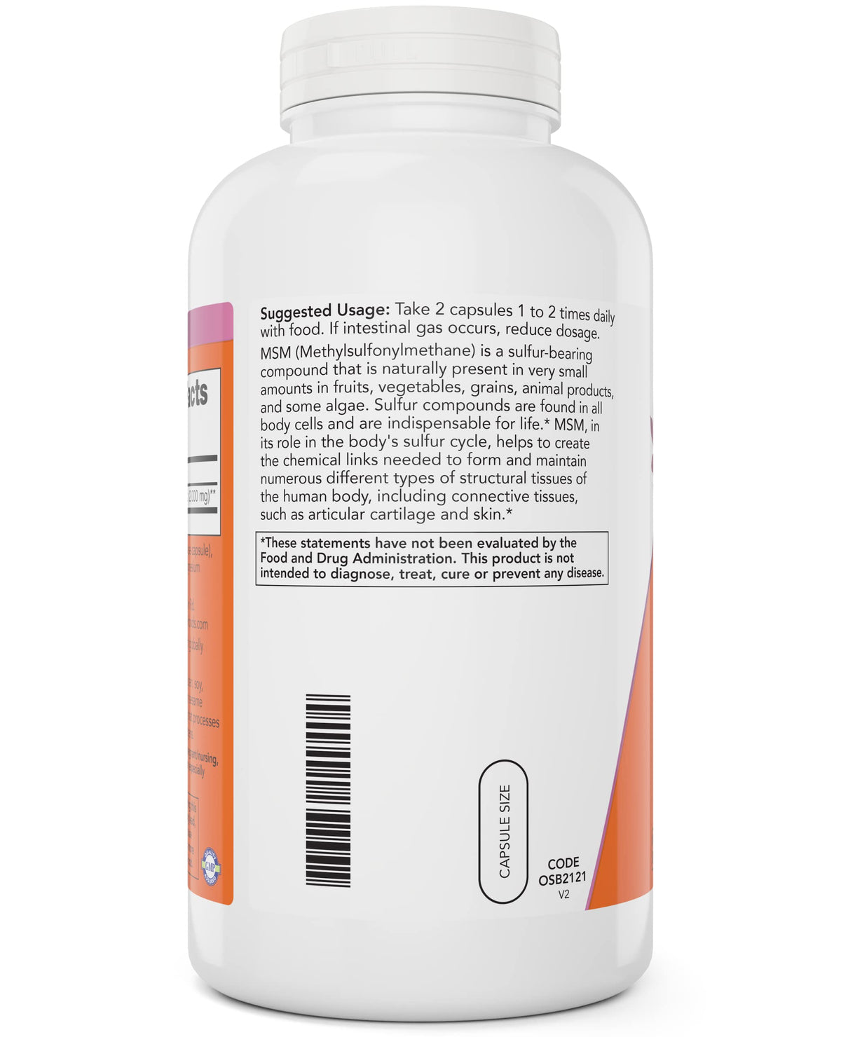 Dosage recommandé des capsules NOW Foods MSM 1000 mg