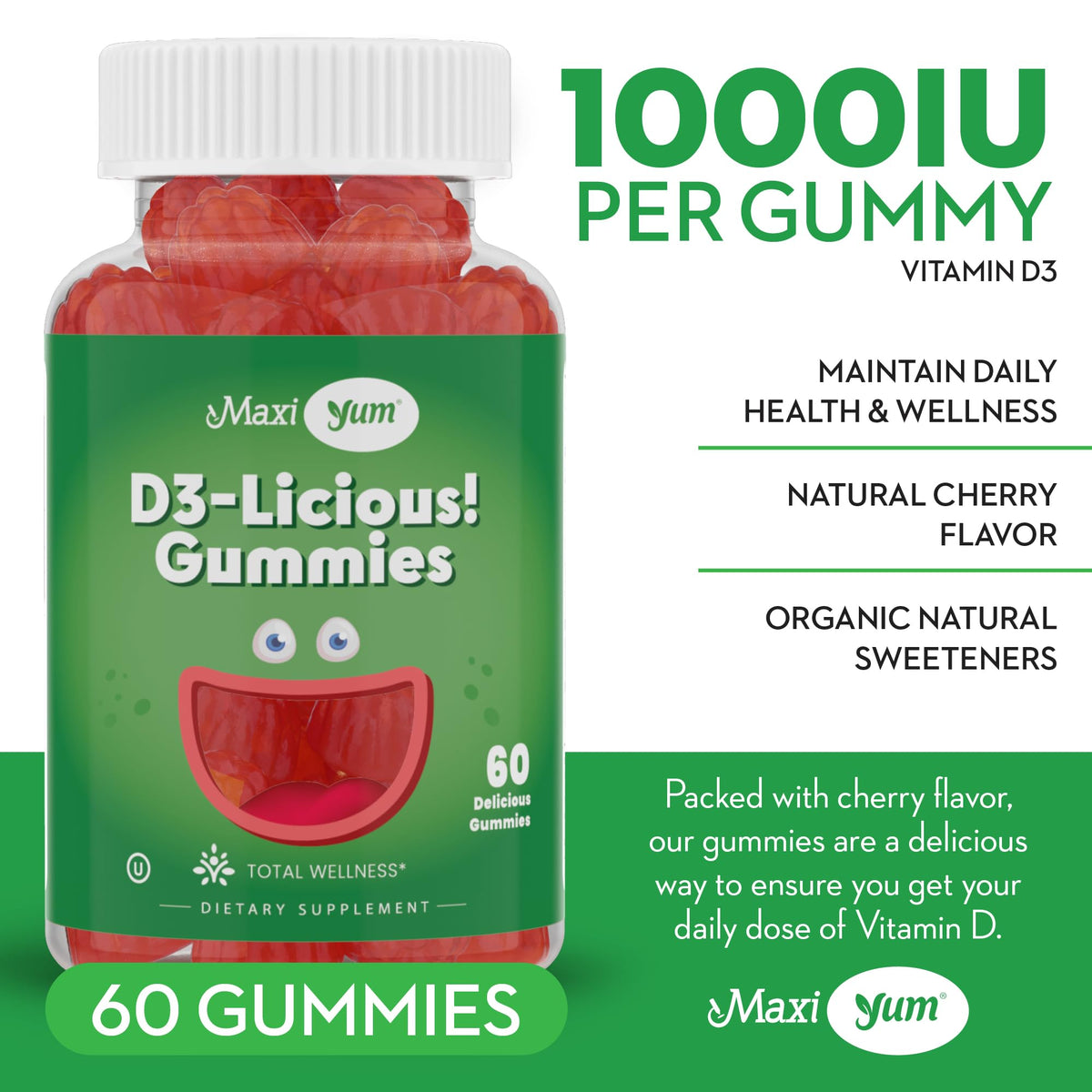 Dosage recommandé des gummies Vitamine D3 Maxi Health