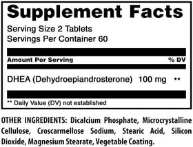 Dosage recommandé pour DHEA 100 Mg, 2 comprimés par portion