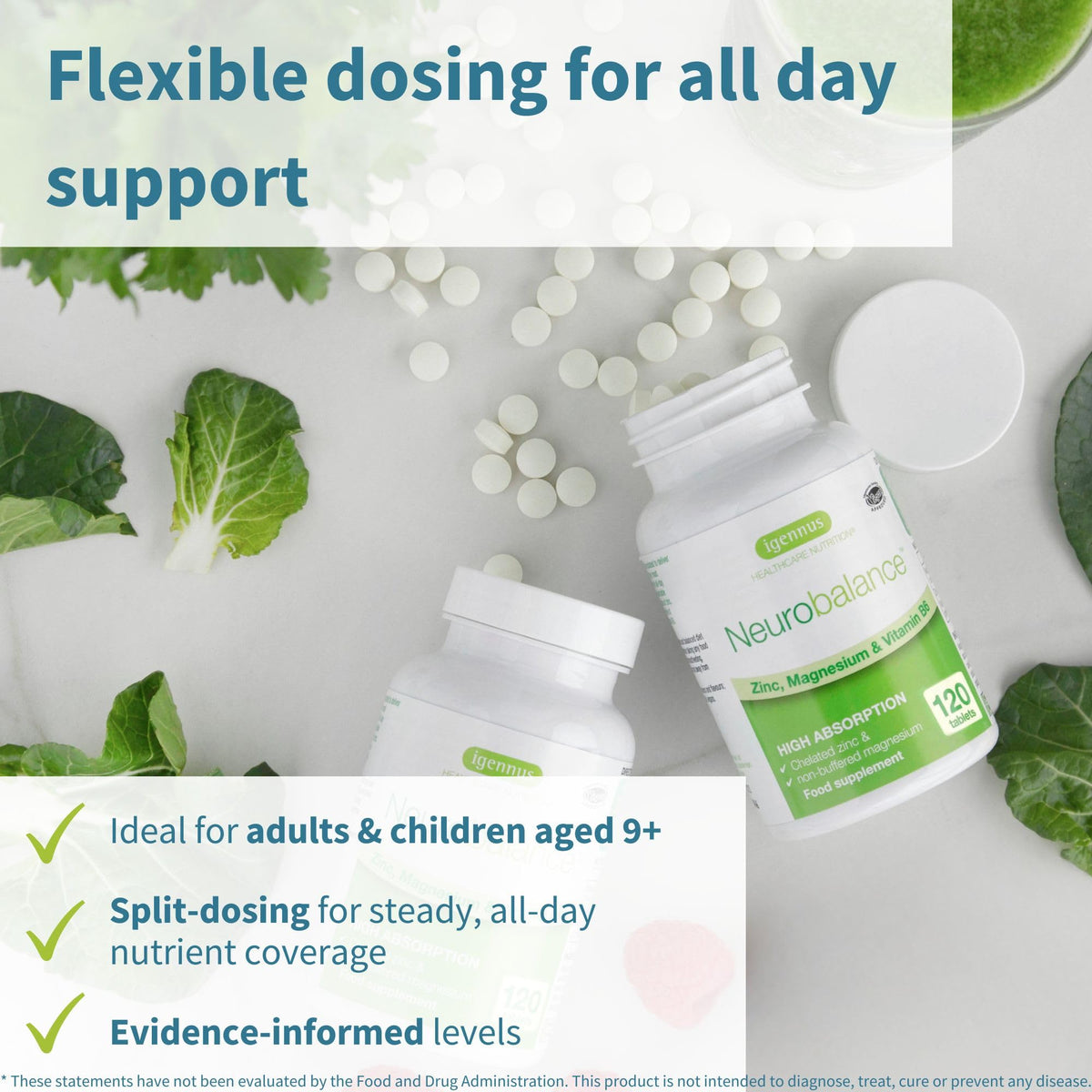 Dosage recommandé pour Igennus Neurobalance avec 1 à 4 comprimés