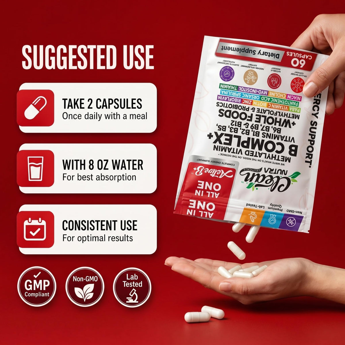 Dosage recommandé pour le Complexe de Vitamines B Methylé Clean Nutraceuticals