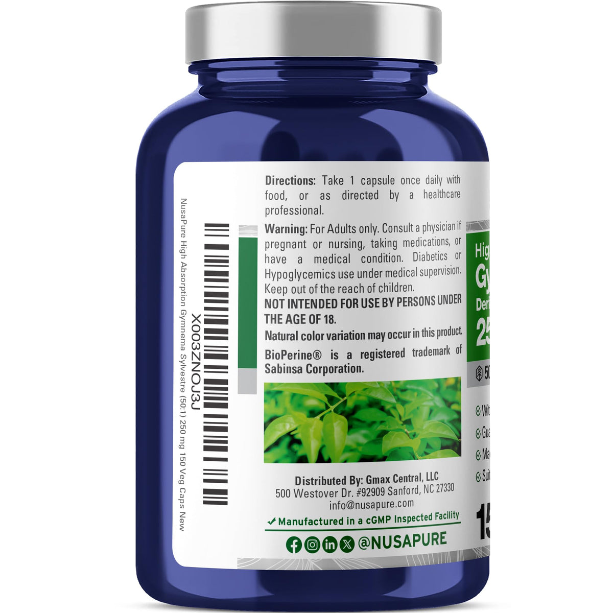 Dosage recommandé pour les capsules de Gymnema Sylvestre NusaPure