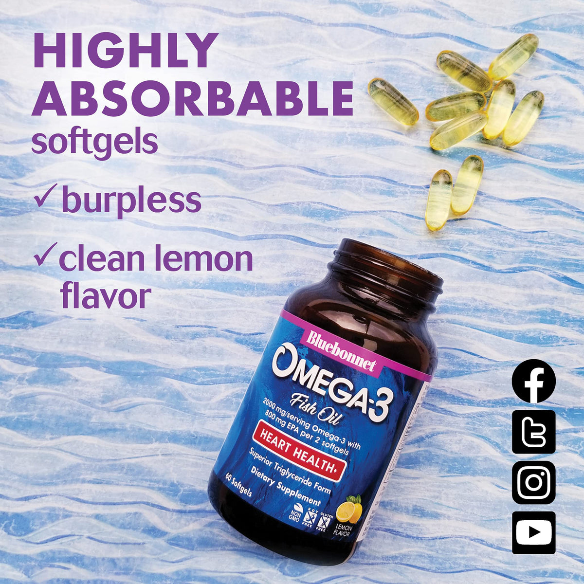 Dosage recommandé pour les softgels Omega-3 BlueBonnet