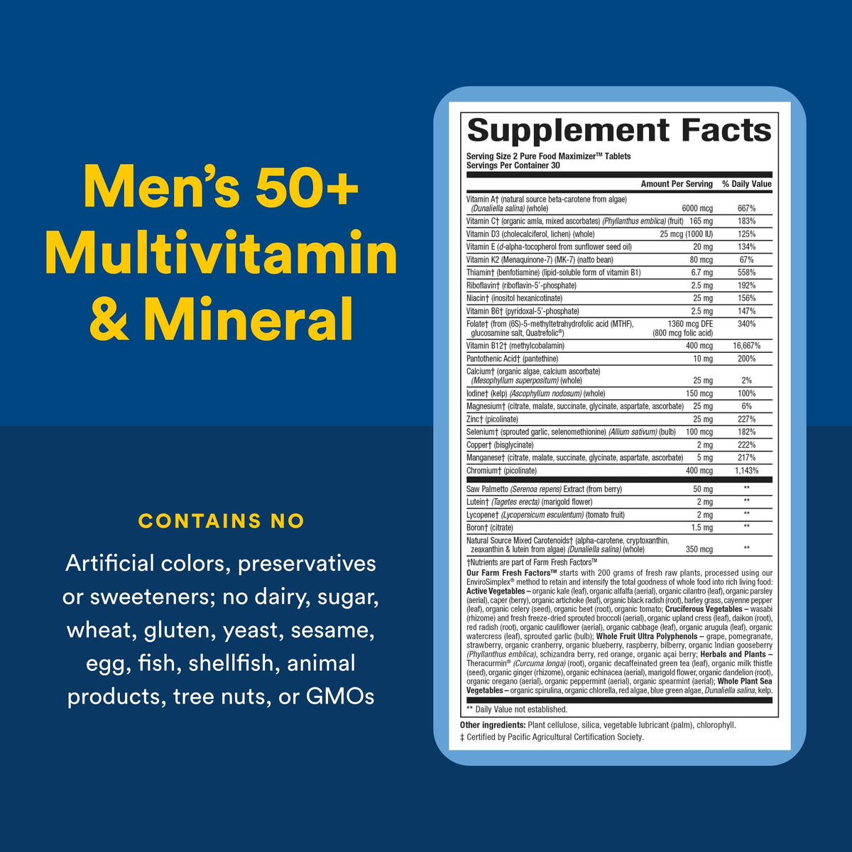 Dosage recommandé pour Natural Factors Multivitamines 50+