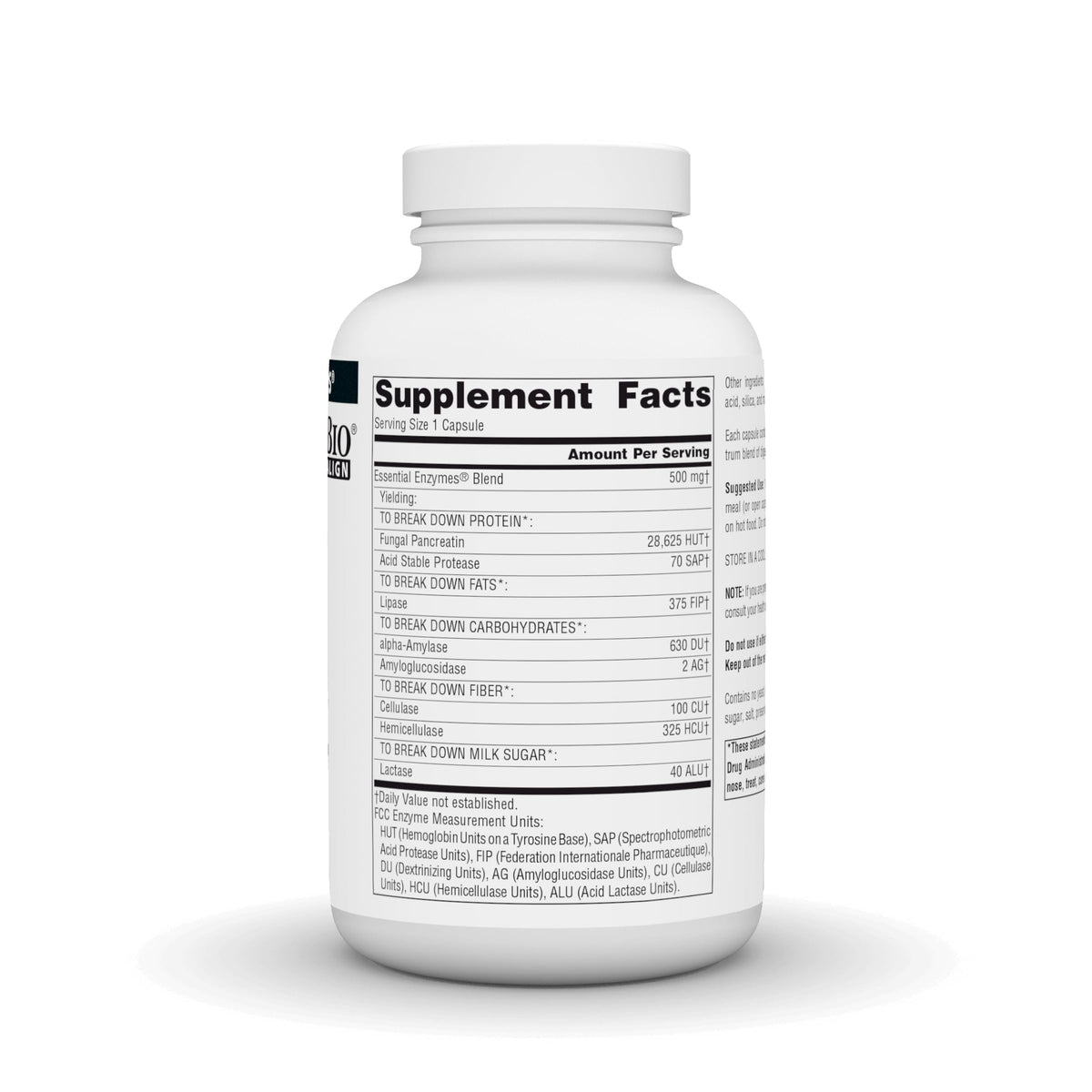 Dosage suggéré pour Source Naturals Enzymes Essentielles 500mg
