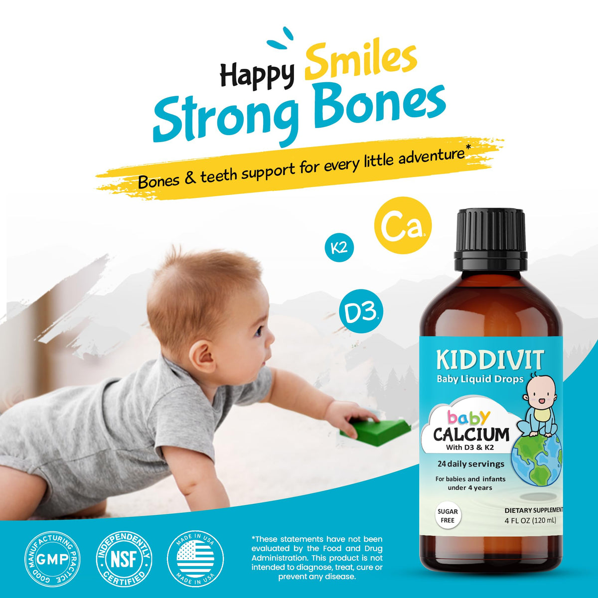 Dose de 5mL de Kiddivit Complément Alimentaire Liquide Calcium