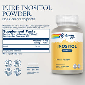 Dose de ¼ cuillère de poudre d'inositol SOLARAY