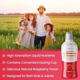 Dose de multivitamines liquides NutraChamps dans un verre