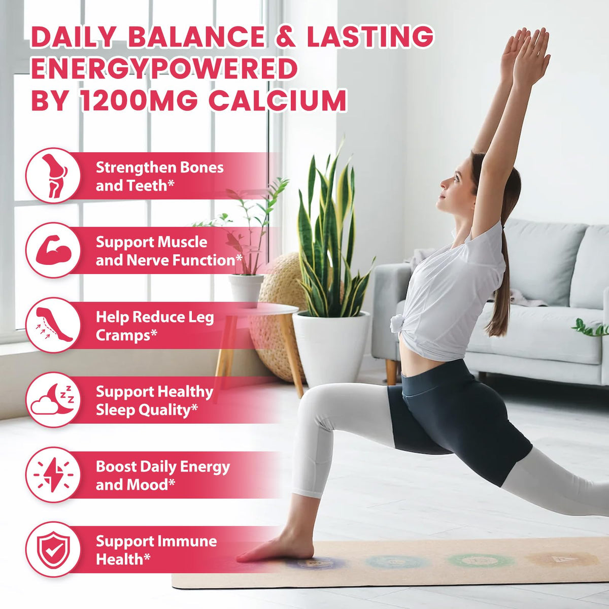 Dose quotidienne de Gummies de Calcium Citrate 1200mg sur une surface en bois
