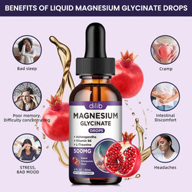 Doses de gouttes de magnésium glycinate dilib dans un verre