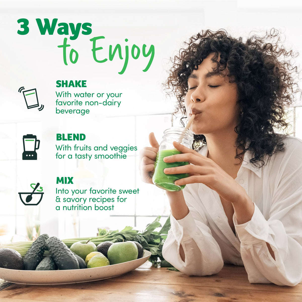 Doses de Poudre de Superfood Bio Purely Inspired dans un verre