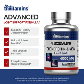 Doses de tnvitamins Glucosamine Chondroitin MSM dans une main