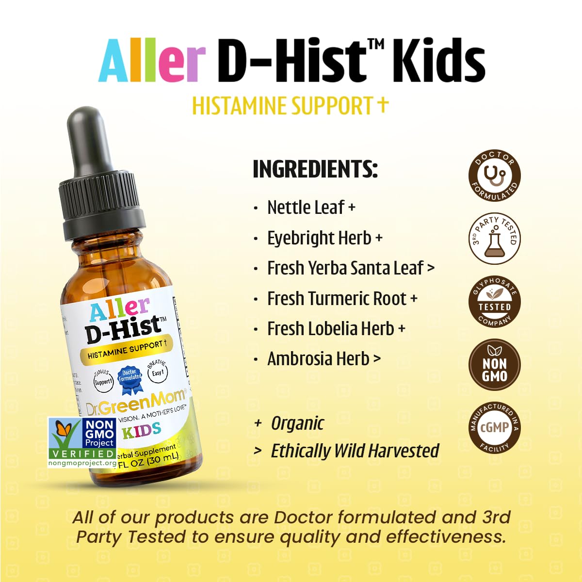 Doses recommandées pour les gouttes Aller D-Hist Kids