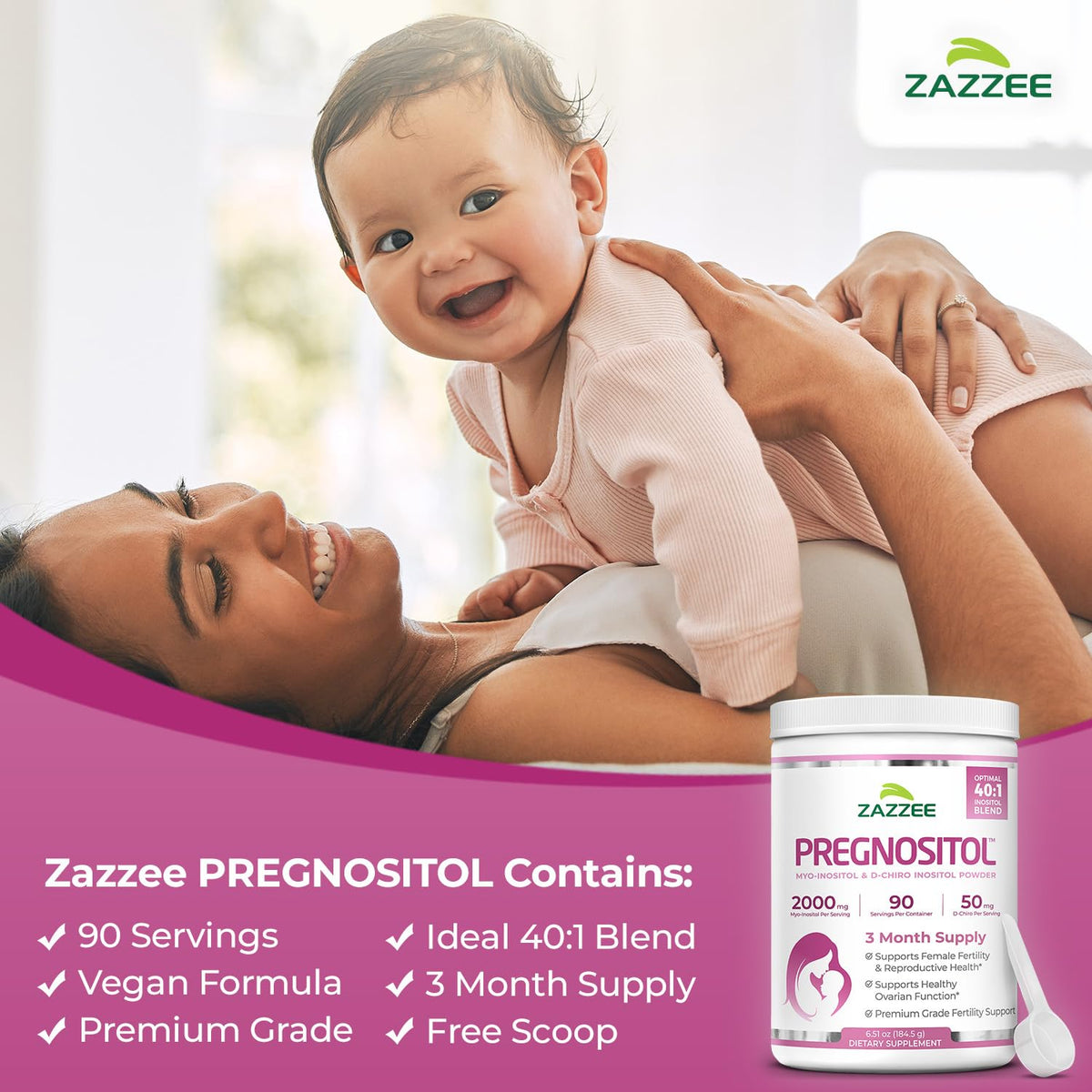 Dosette de Zazzee PREGNOSITOL Poudre prête à être mélangée