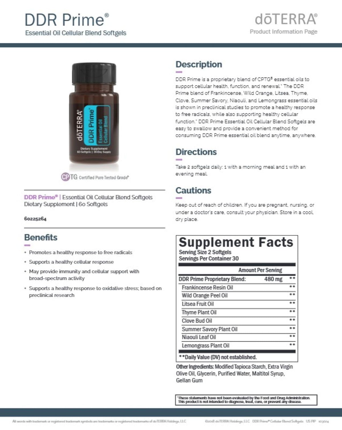 doTERRA DDR Softgels avec des ingrédients en arrière-plan