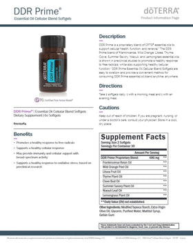 doTERRA DDR Softgels avec des ingrédients en arrière-plan