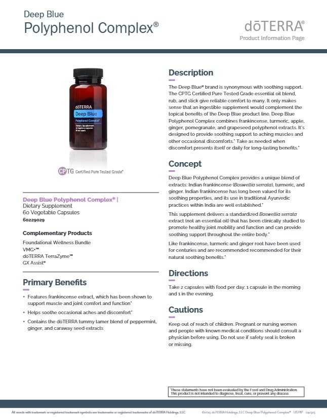 doTERRA Deep Blue Polyphenol Complex prise quotidienne avec un verre d'eau
