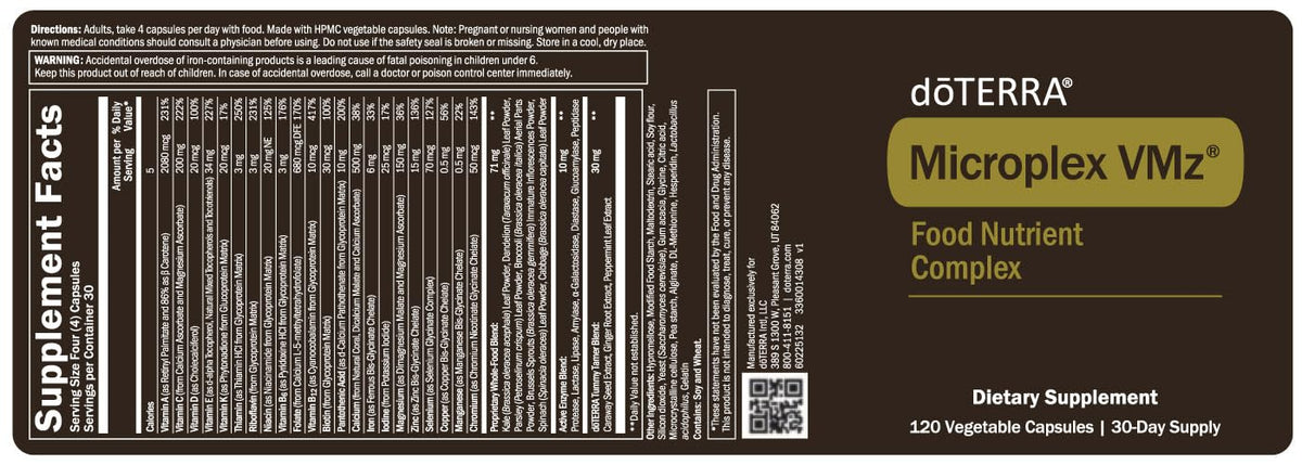 doTERRA Microplex VMz Gélules Végétales 120 Capsules avec des ingrédients