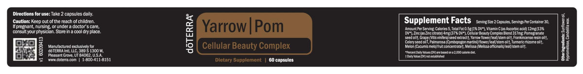 doTERRA Yarrow|Pom Capsules affichées avec d'autres produits de soin