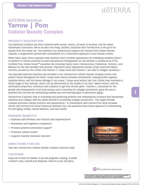 doTERRA Yarrow|Pom Capsules avec ingrédients naturels autour