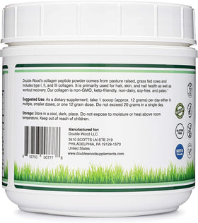 Double Wood Collagen Peptides Poudre 560g dans un bol avec une cuillère
