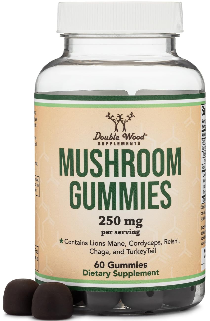 Double Wood Gummies Champignon 250mg pot de 60 gummies vue de face